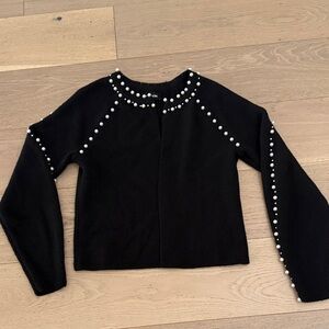 Express Black Cardigan with Pearl Accents